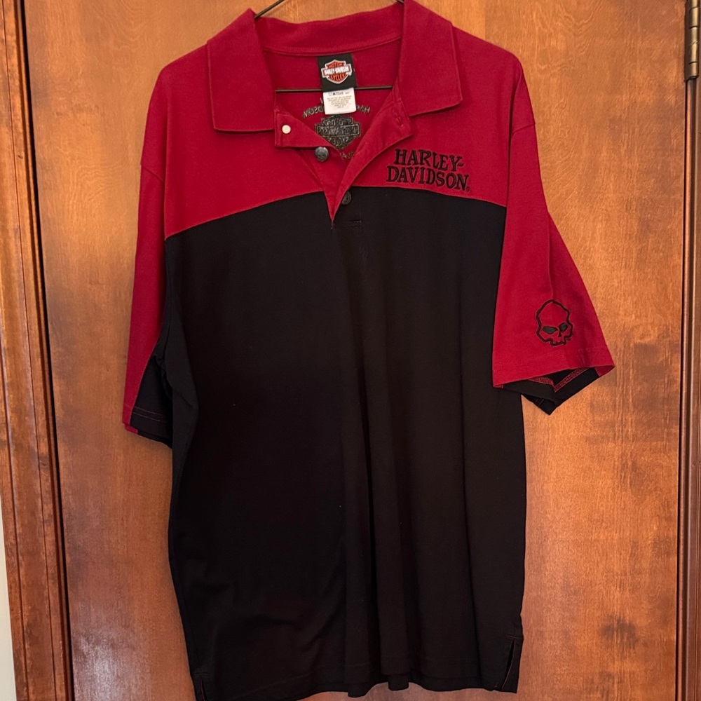Harley-Davidson Red and Black Polo Shirt